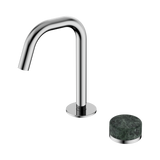An image of Nero Tapware's Serenity Progressive Basin Mixer Edge Spout With Verde Alpi Handle Chrome