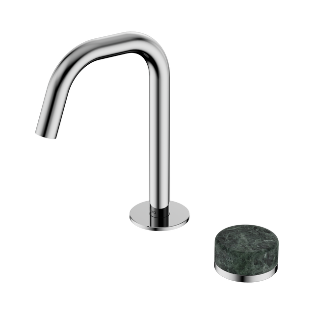 An image of Nero Tapware's Serenity Progressive Basin Mixer Edge Spout With Verde Alpi Handle Chrome