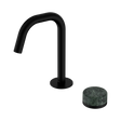 An image of Nero Tapware's Serenity Progressive Basin Mixer Edge Spout With Verde Alpi Handle Matt Black