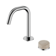 An image of Nero Tapware's Serenity Progressive Basin Mixer Edge Spout With Rome Travertine Handle Chrome