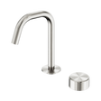 An image of Nero Tapware's Serenity Progressive Basin Mixer Edge Spout With Metal Handle Brushed Nickel