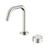 An image of Nero Tapware's Serenity Progressive Basin Mixer Edge Spout With Metal Handle Brushed Nickel
