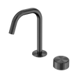 An image of Nero Tapware's Serenity Progressive Basin Mixer Edge Spout With Metal Handle Gun Metal