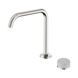 An image of Nero Tapware's Serenity Progressive Bath/Kitchen Mixer Edge Spout With Carrara Handle Brushed Nickel
