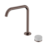 An image of Nero Tapware's Serenity Progressive Bath/Kitchen Mixer Edge Spout With Carrara Handle Brushed Bronze