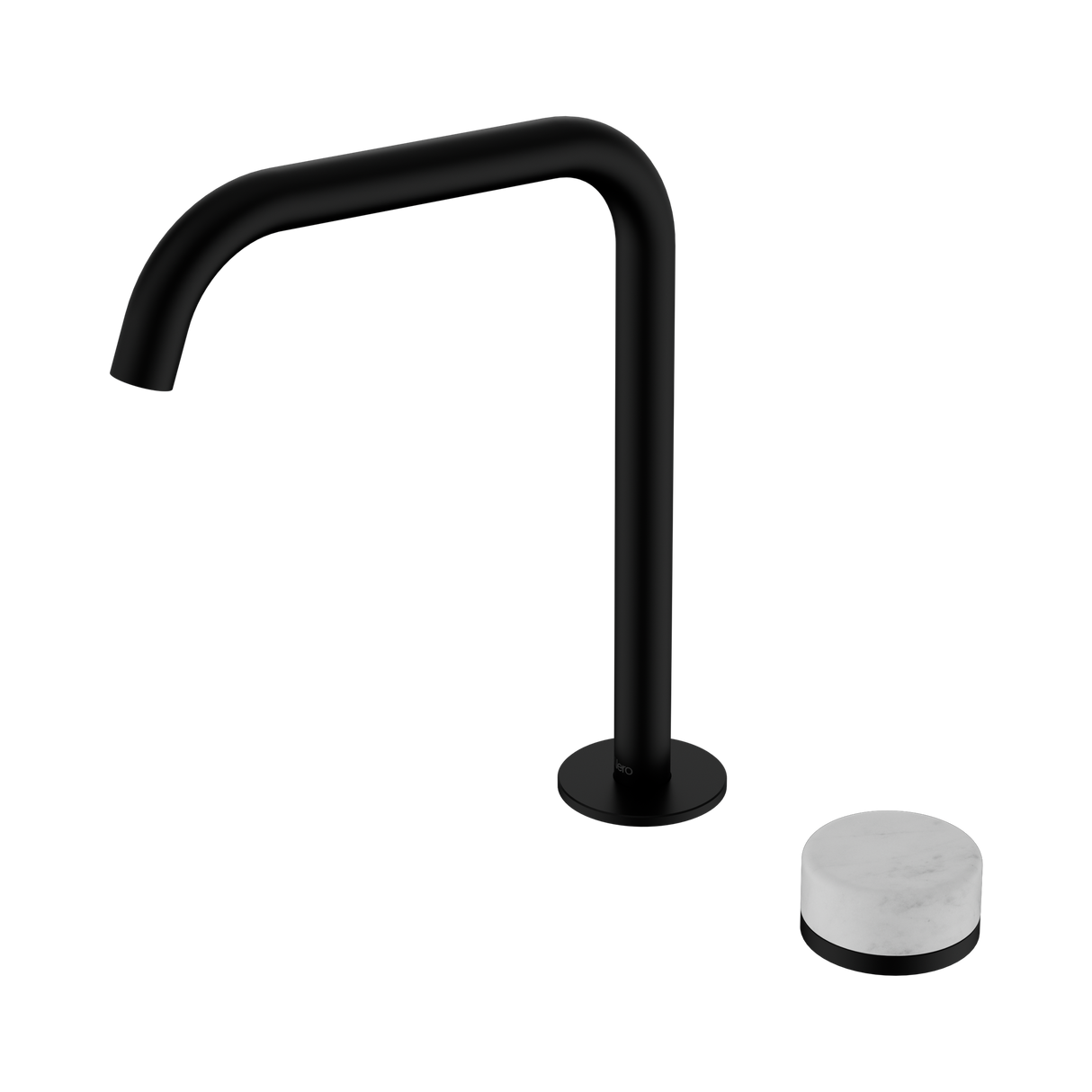 An image of Nero Tapware's Serenity Progressive Bath/Kitchen Mixer Edge Spout With Carrara Handle Matt Black