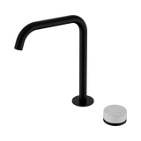 An image of Nero Tapware's Serenity Progressive Bath/Kitchen Mixer Edge Spout With Carrara Handle Matt Black
