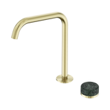 An image of Nero Tapware's Serenity Progressive Bath/Kitchen Mixer Edge Spout With Verde Alpi Handle Brushed Gold