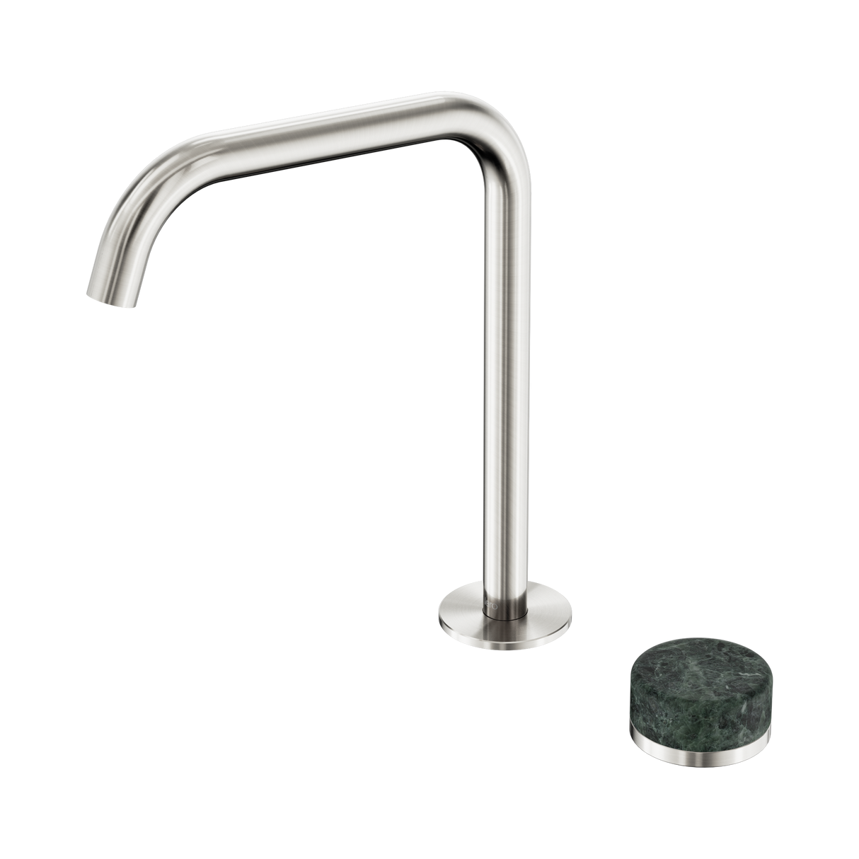 An image of Nero Tapware's Serenity Progressive Bath/Kitchen Mixer Edge Spout With Verde Alpi Handle Brushed Nickel