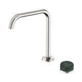 An image of Nero Tapware's Serenity Progressive Bath/Kitchen Mixer Edge Spout With Verde Alpi Handle Brushed Nickel