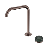 An image of Nero Tapware's Serenity Progressive Bath/Kitchen Mixer Edge Spout With Verde Alpi Handle Brushed Bronze