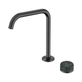 An image of Nero Tapware's Serenity Progressive Bath/Kitchen Mixer Edge Spout With Verde Alpi Handle Gun Metal