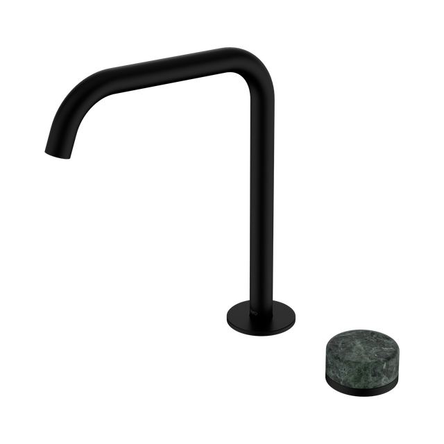 An image of Nero Tapware's Serenity Progressive Bath/Kitchen Mixer Edge Spout With Verde Alpi Handle Matt Black