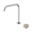An image of Nero Tapware's Serenity Progressive Bath/Kitchen Mixer Edge Spout With Rome Travertine Handle Brushed Nickel