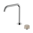 An image of Nero Tapware's Serenity Progressive Bath/Kitchen Mixer Edge Spout With Rome Travertine Handle Chrome