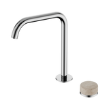 An image of Nero Tapware's Serenity Progressive Bath/Kitchen Mixer Edge Spout With Rome Travertine Handle Chrome