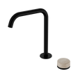 An image of Nero Tapware's Serenity Progressive Bath/Kitchen Mixer Edge Spout With Rome Travertine Handle Matt Black