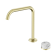 An image of Nero Tapware's Serenity Progressive Bath/Kitchen Mixer Edge Spout With Arabescato Corchia Handle Brushed Gold