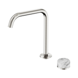 An image of Nero Tapware's Serenity Progressive Bath/Kitchen Mixer Edge Spout With Arabescato Corchia Handle Brushed Nickel