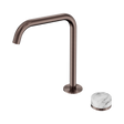 An image of Nero Tapware's Serenity Progressive Bath/Kitchen Mixer Edge Spout With Arabescato Corchia Handle Brushed Bronze