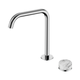 An image of Nero Tapware's Serenity Progressive Bath/Kitchen Mixer Edge Spout With Arabescato Corchia Handle Chrome
