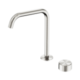 An image of Nero Tapware's Serenity Progressive Bath/Kitchen Mixer Edge Spout With Metal Handle Brushed Nickel
