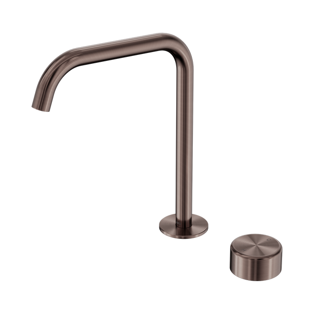 An image of Nero Tapware's Serenity Progressive Bath/Kitchen Mixer Edge Spout With Metal Handle Brushed Bronze
