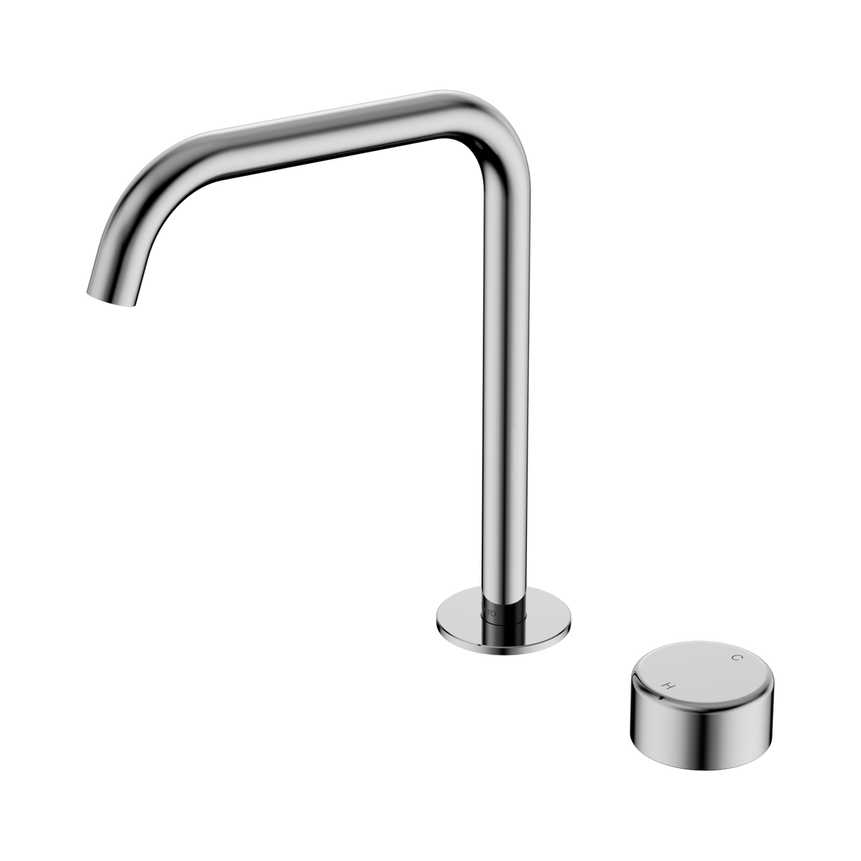 An image of Nero Tapware's Serenity Progressive Bath/Kitchen Mixer Edge Spout With Metal Handle Chrome