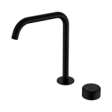 An image of Nero Tapware's Serenity Progressive Bath/Kitchen Mixer Edge Spout With Metal Handle Matt Black