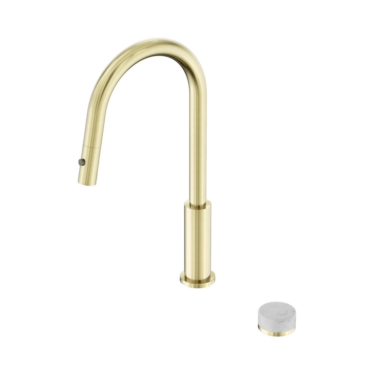 An image of Nero Tapware's Serenity Progressive Pull Out Kitchen Set With Carrara Handle Brushed Gold