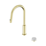 An image of Nero Tapware's Serenity Progressive Pull Out Kitchen Set With Carrara Handle Brushed Gold