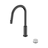 An image of Nero Tapware's Serenity Progressive Pull Out Kitchen Set With Carrara Handle Gun Metal
