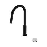 An image of Nero Tapware's Serenity Progressive Pull Out Kitchen Set With Carrara Handle Matt Black
