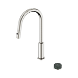 An image of Nero Tapware's Serenity Progressive Pull Out Kitchen Set With Verde Alpi Handle Brushed Nickel