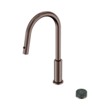 An image of Nero Tapware's Serenity Progressive Pull Out Kitchen Set With Verde Alpi Handle Brushed Bronze