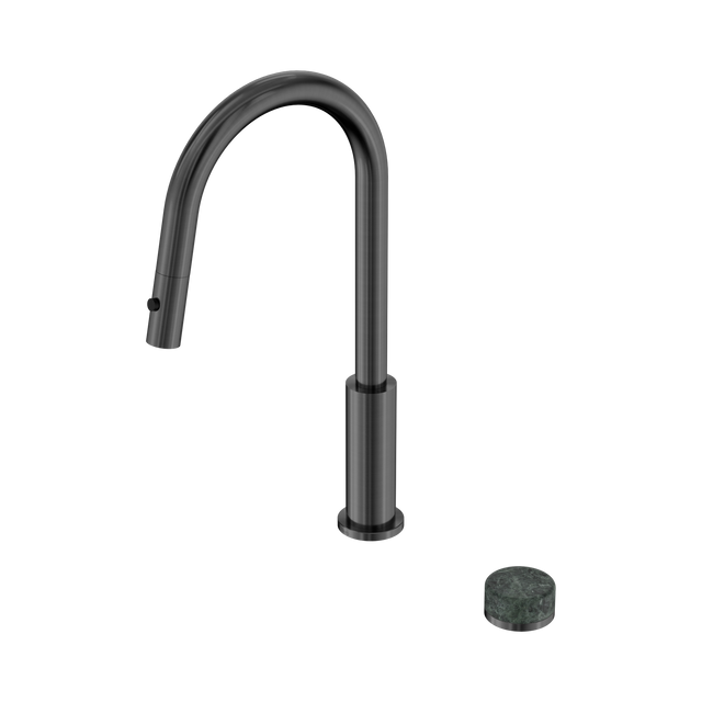 An image of Nero Tapware's Serenity Progressive Pull Out Kitchen Set With Verde Alpi Handle Gun Metal