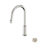 An image of Nero Tapware's Serenity Progressive Pull Out Kitchen Set With Rome Travertine Handle Brushed Nickel