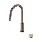 An image of Nero Tapware's Serenity Progressive Pull Out Kitchen Set With Rome Travertine Handle Brushed Bronze