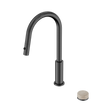 An image of Nero Tapware's Serenity Progressive Pull Out Kitchen Set With Rome Travertine Handle Gun Metal