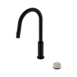 An image of Nero Tapware's Serenity Progressive Pull Out Kitchen Set With Rome Travertine Handle Matt Black