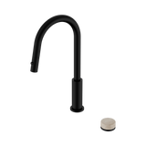 An image of Nero Tapware's Serenity Progressive Pull Out Kitchen Set With Rome Travertine Handle Matt Black