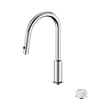 An image of Nero Tapware's Serenity Progressive Pull Out Kitchen Set With Arabescato Corchia Handle Chrome