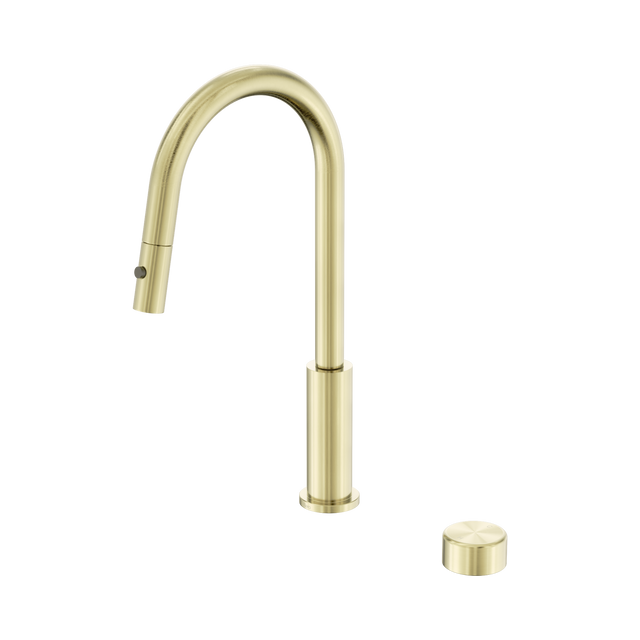An image of Nero Tapware's Serenity Progressive Pull Out Kitchen Set With Metal Handle Brushed Gold