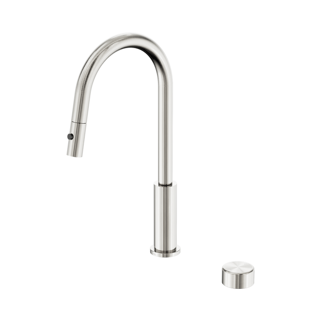 An image of Nero Tapware's Serenity Progressive Pull Out Kitchen Set With Metal Handle Brushed Nickel