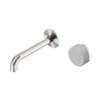 An image of Nero Tapware's Serenity Progressive Wall Basin Mixer 160mm Spout With Carrara Handle Brushed Nickel