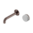 An image of Nero Tapware's Serenity Progressive Wall Basin Mixer 160mm Spout With Carrara Handle Brushed Bronze