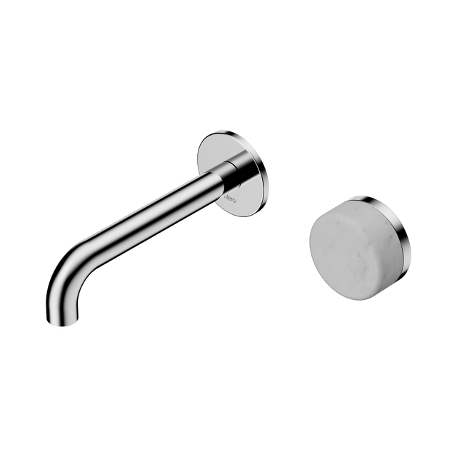 An image of Nero Tapware's Serenity Progressive Wall Basin Mixer 160mm Spout With Carrara Handle Chrome