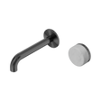 An image of Nero Tapware's Serenity Progressive Wall Basin Mixer 160mm Spout With Carrara Handle Gun Metal