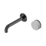 An image of Nero Tapware's Serenity Progressive Wall Basin Mixer 160mm Spout With Carrara Handle Gun Metal