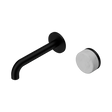 An image of Nero Tapware's Serenity Progressive Wall Basin Mixer 160mm Spout With Carrara Handle Matt Black